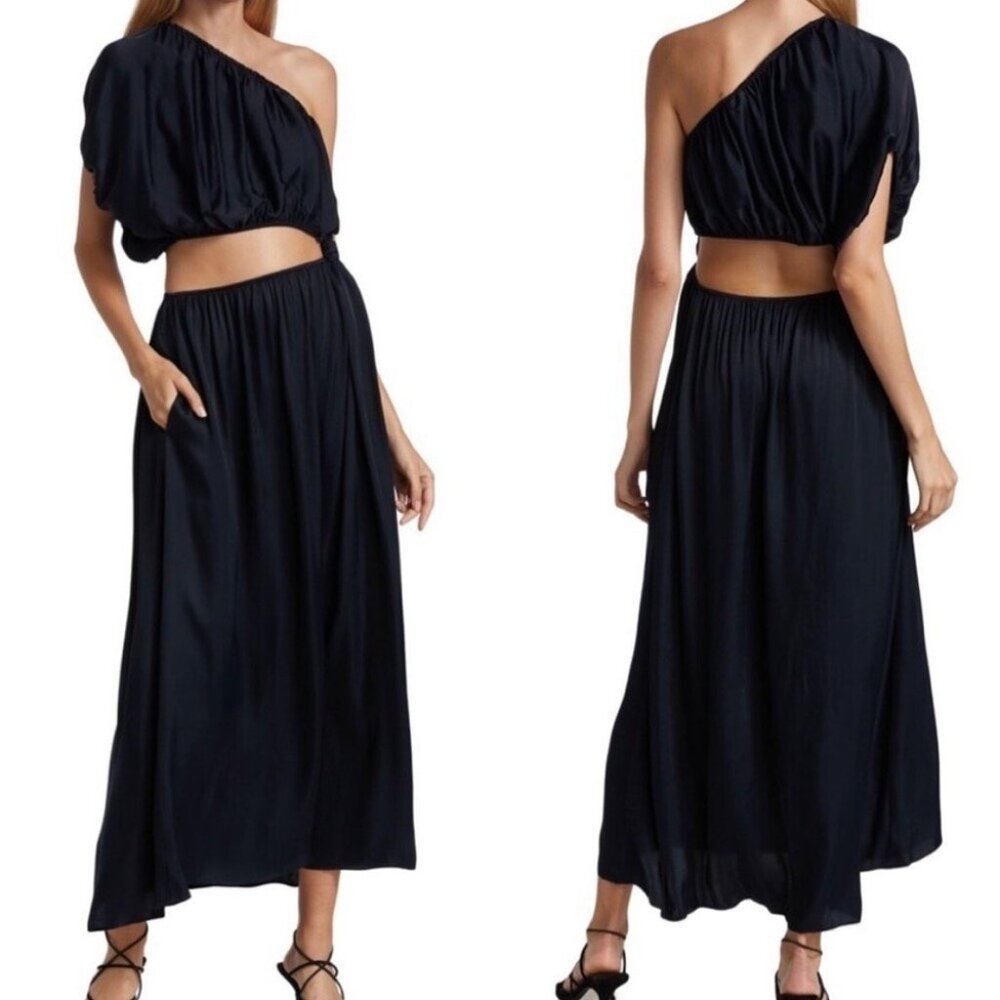 Farm Rio One-Shoulder Asymmetric Cutout Maxi Dress Medium